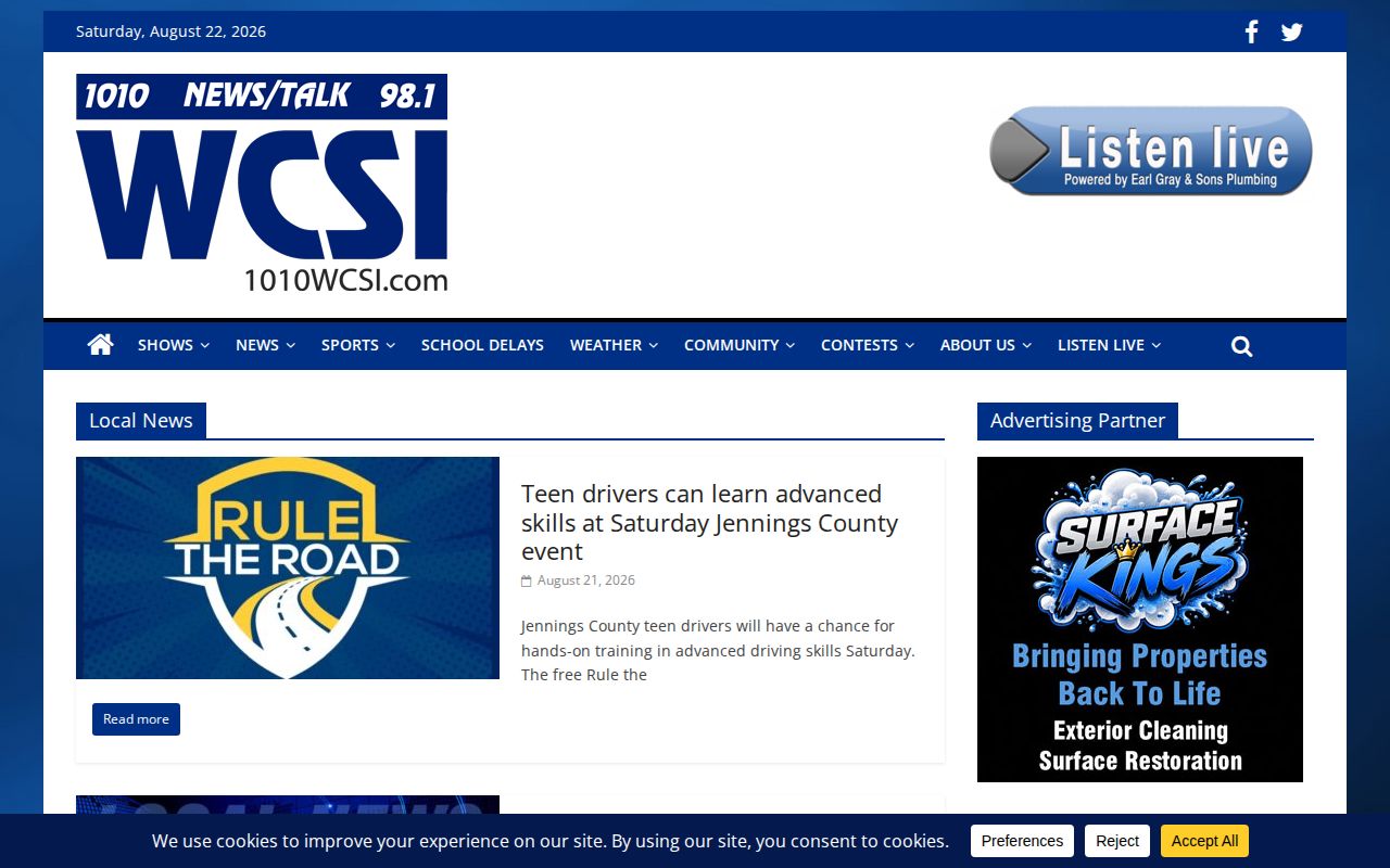 1010 WCSI local news page for Bartholomew County stories