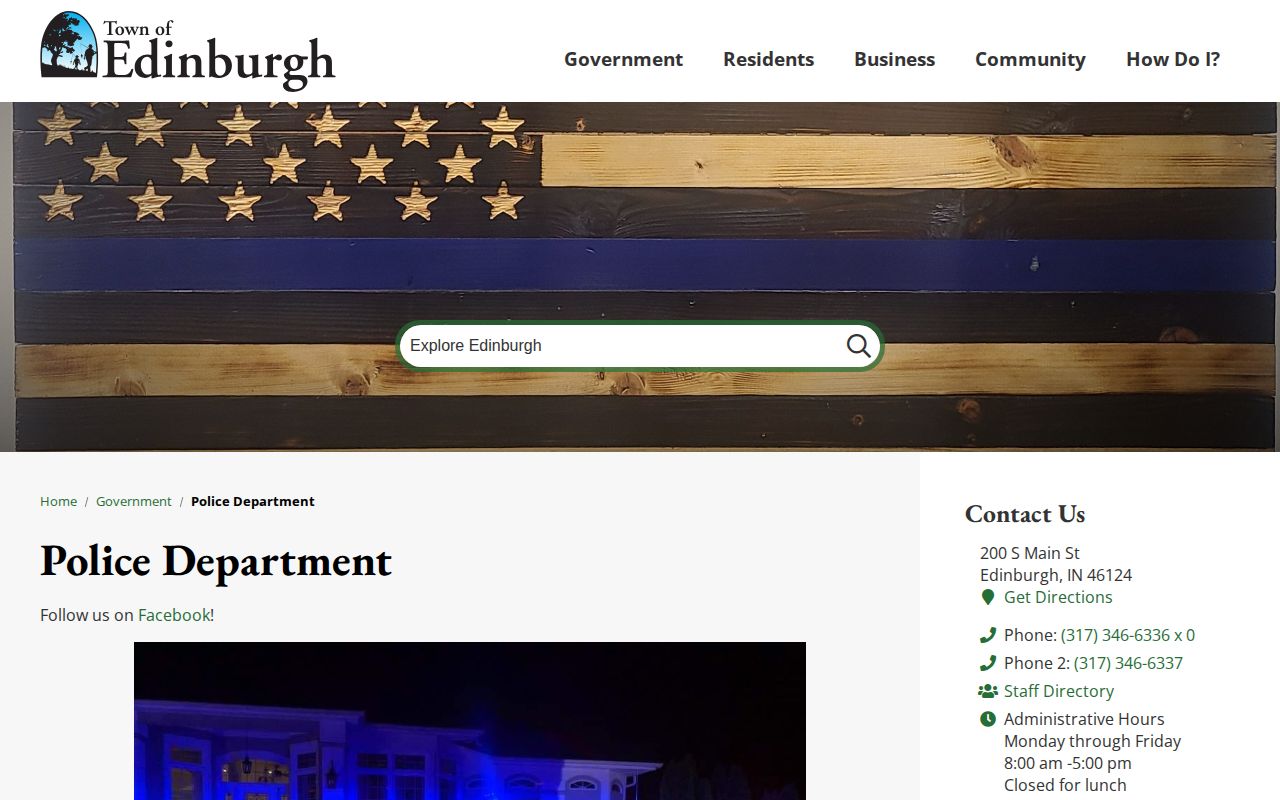 Edinburgh Police Department official arrest records contact page